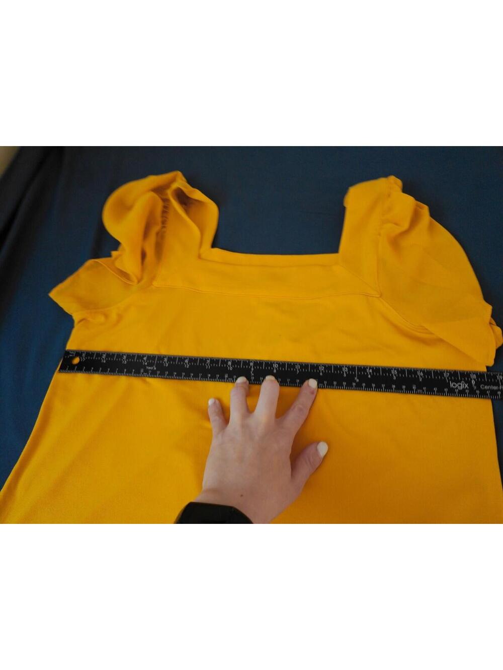 Calvin Klein Blouse Top Womens Yellow Size M Flutter Sleeve Square Neck - Picture 5 of 6